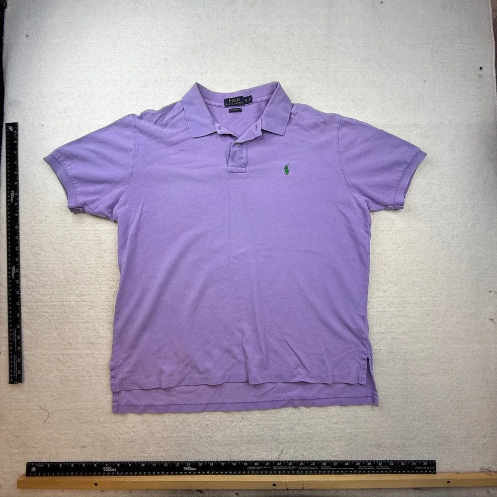 Polo Ralph Lauren Mens Classic Fit Pique Polo Shirt Purple XL‎ Green Pony Logo